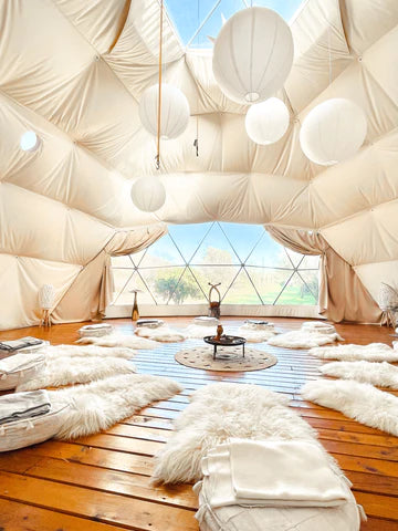 Interior of a Stunning Bohemian Yoga Dome Ibiza